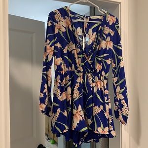 PeachLove royal blue floral romper! Excellent used condition.